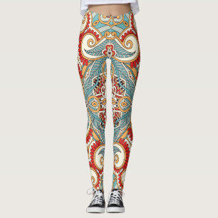 Legging Carteira de Repetição Gráfica de abstrato Vintage