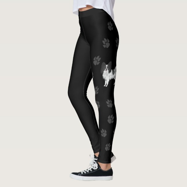 Legging Cartografia De Papel Branco E Preto Cão Com Patas (Esquerda)