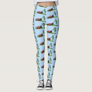 Legging Cartografia de relva verde-sapo engraçada