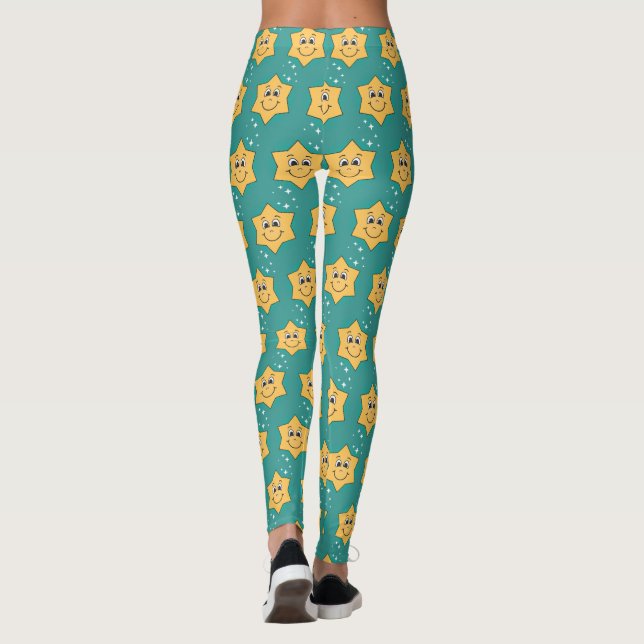 Legging Cartografia do smiley face de estrela do xmas feli (Verso)