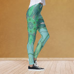 Legging Cartografia Mandala Flor Azul e Verde<br><div class="desc">Esta design de flor de mandala funky apresenta azul e verde no estilo de desenho animado. Visuais geométricos triplos para o hippie moderno ou amante de cores vibrantes!</div>