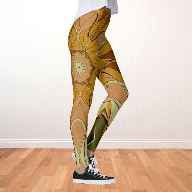 Legging Cartografia Mandala Flor Laranja e Verde (Criador carregado)