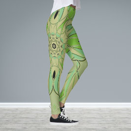 Legging Cartografia Mandala Flor Verde e Azul