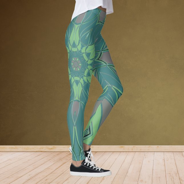 Legging Cartografia Mandala Flor Verde e Azul (Criador carregado)