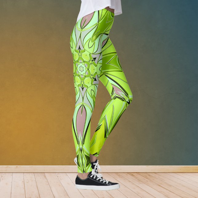 Legging Cartografia Mandala Flor Verde e Rosa (Criador carregado)