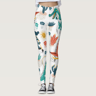 Legging Cartoon Crocodile: Vintage Animal Wallpaper