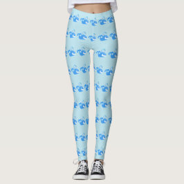 Legging Cartoon de Baleias de Cartoon Divertidas Caractere