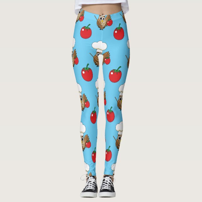 Legging Cartoon de Coruja Cozinhar (Frente)