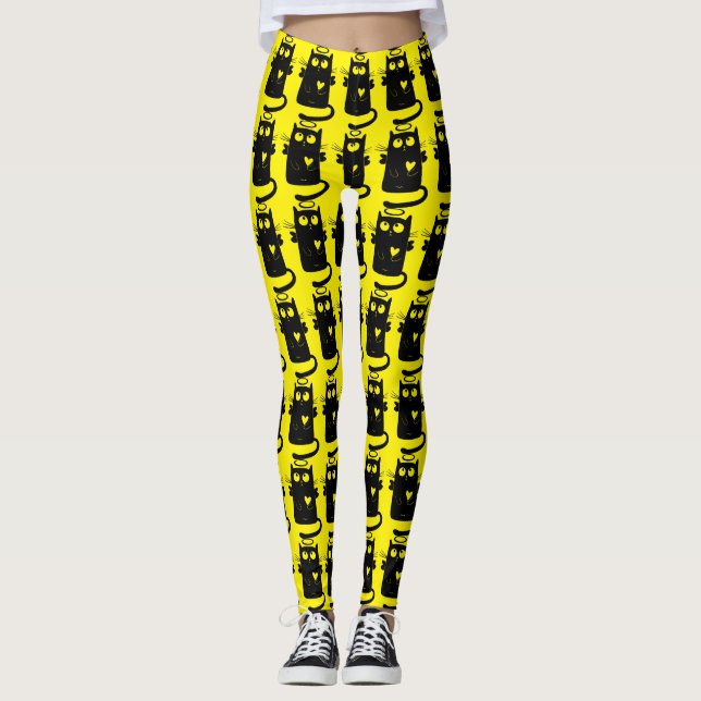 Legging Cartoon de gato preto Angelic (Frente)