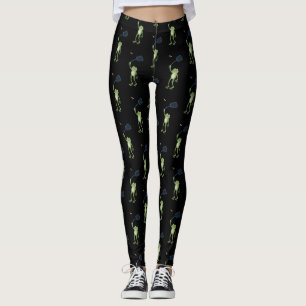 Legging Cartoon de mosca verde-sapo engraçado