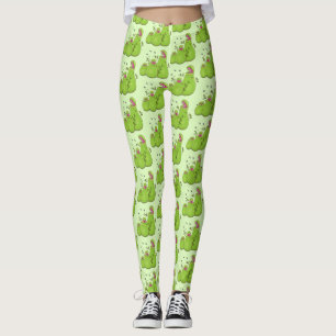 Legging Cartoon de plantas carnívoras verdes e engraçadas