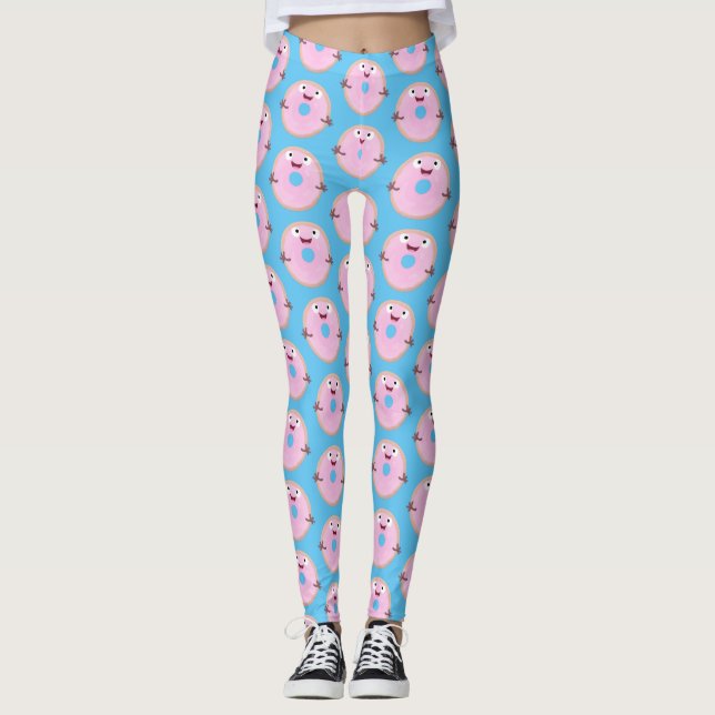 Legging Cartoon de rosquinha rosa-claro e bonito (Frente)