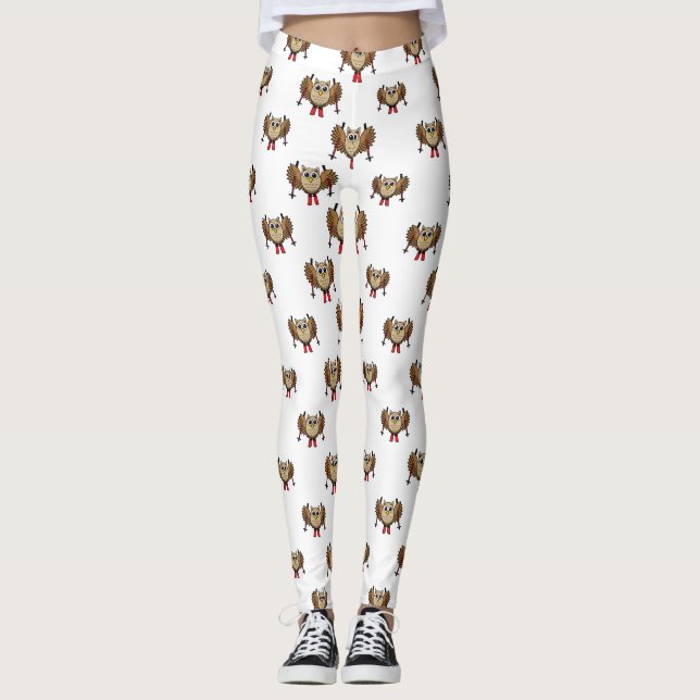 Legging Cartoon de Skiing Coruja (Frente)