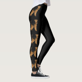 Legging Cartoon do Cão Bingley Terrier Airedale Preto