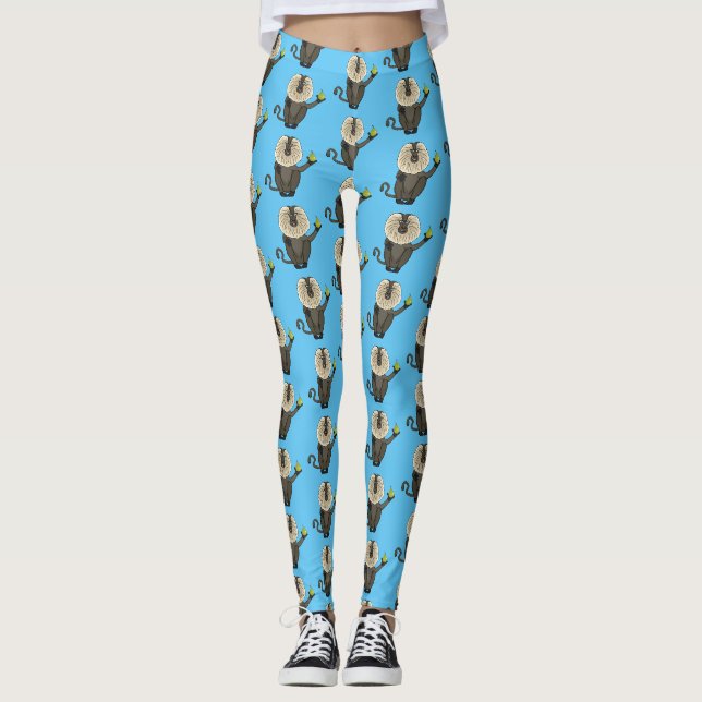 Legging Cartoon macaco macaco-cauda-leão engraçado (Frente)