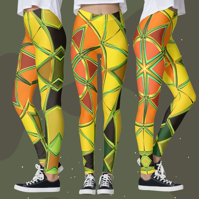 Legging Cartoon Mandala Amarelo Laranja e Verde (Criador carregado)