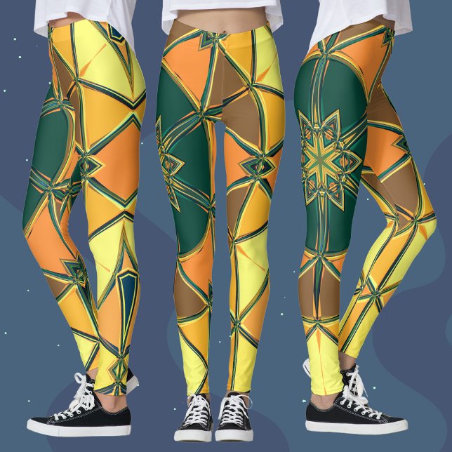 Legging Cartoon Mandala Amarelo Laranja e Verde (Criador carregado)