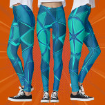 Legging Cartoon Mandala Blue<br><div class="desc">Esta design de mandala funky apresenta azul no estilo de desenho animado. Visuais geométricos triplos para o hippie moderno ou amante de cores vibrantes!</div>