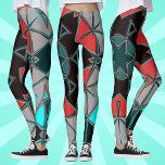 Legging Cartoon Mandala Blue Red and Black<br><div class="desc">Esta design de mandala funky apresenta azul,  vermelho e preto no estilo de desenho animado. Visuais geométricos triplos para o hippie moderno ou amante de cores vibrantes!</div>