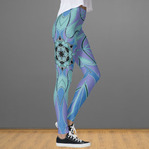 Legging Cartoon Mandala Flor Azul e Púrpura