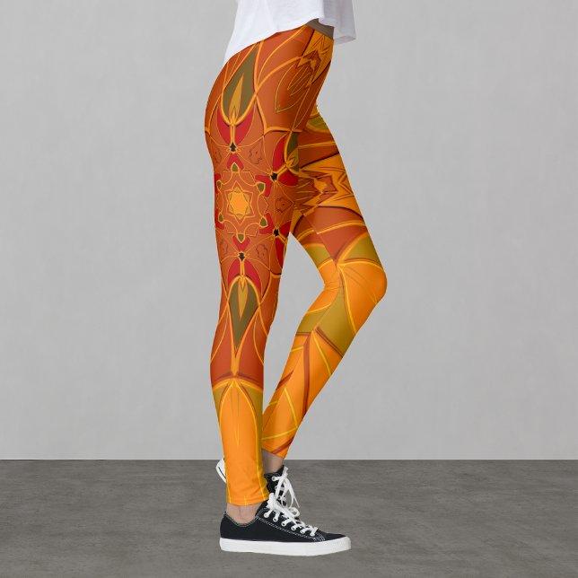 Legging Cartoon Mandala Flor Laranja e Vermelho (Criador carregado)