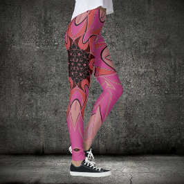 Legging Cartoon Mandala Flor Rosa