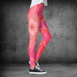 Legging Cartoon Mandala Flor Rosa