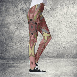 Legging Cartoon Mandala Flor Rosa e Amarelo