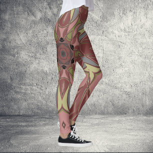 Legging Cartoon Mandala Flor Rosa e Amarelo