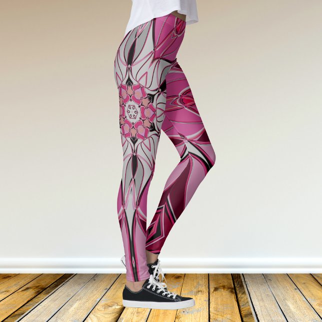 Legging Cartoon Mandala Flor Rosa e Branco (Criador carregado)