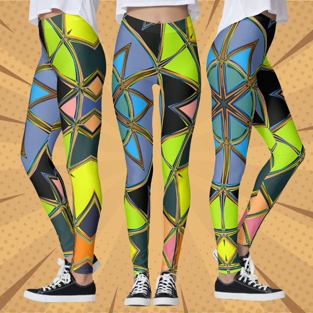 Legging Cartoon Mandala Verde Azul e Laranja (Criador carregado)