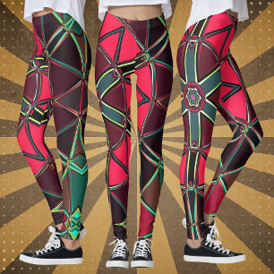 Legging Cartoon Mandala Vermelho e Verde