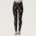 Legging Cartoon Reindeer Adorável, Feliz Natal<br><div class="desc">Adorável rena de bebê de desenho animado em fundo preto. Qualquer garota adoraria ter essa design de na moda.</div>