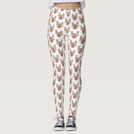 Legging Cartoon Reindeer de Natal Bonito