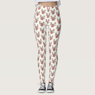 Legging Cartoon Reindeer de Natal Bonito