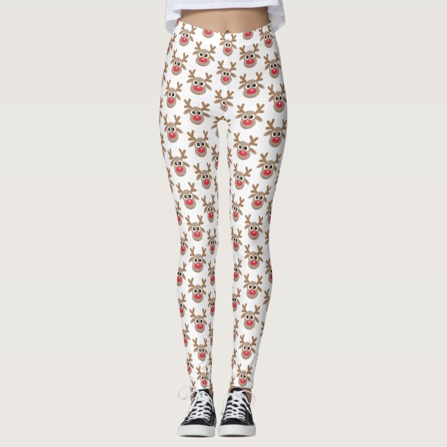 Legging Cartoon Reindeer de Natal Bonito (Frente)