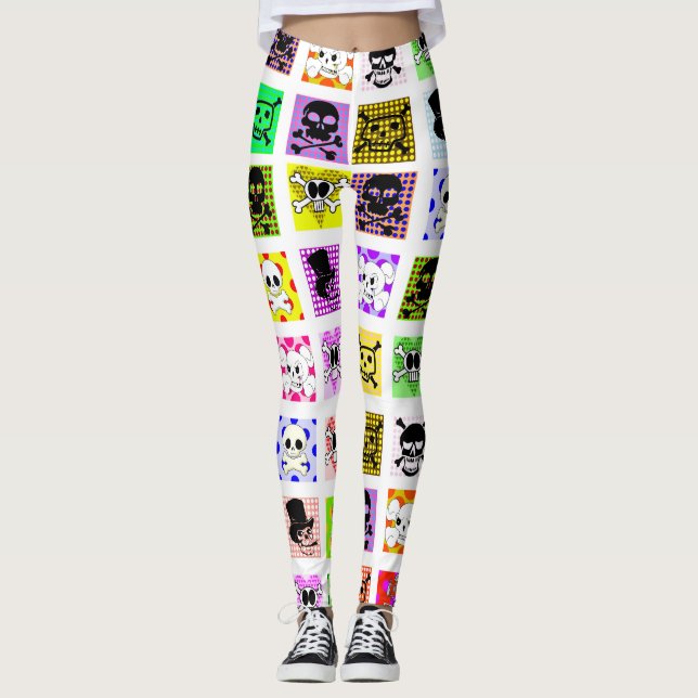Legging Cartoon Skulls Bolinhas Day of the Death Art Legg (Frente)