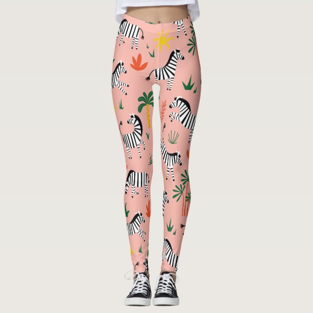 Legging Cartoon Zebras Funny Patterno Sem Olho (Frente)