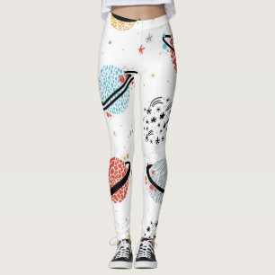 Legging Cartoons Cósmicos: Maravilhas do Espaço Vintage