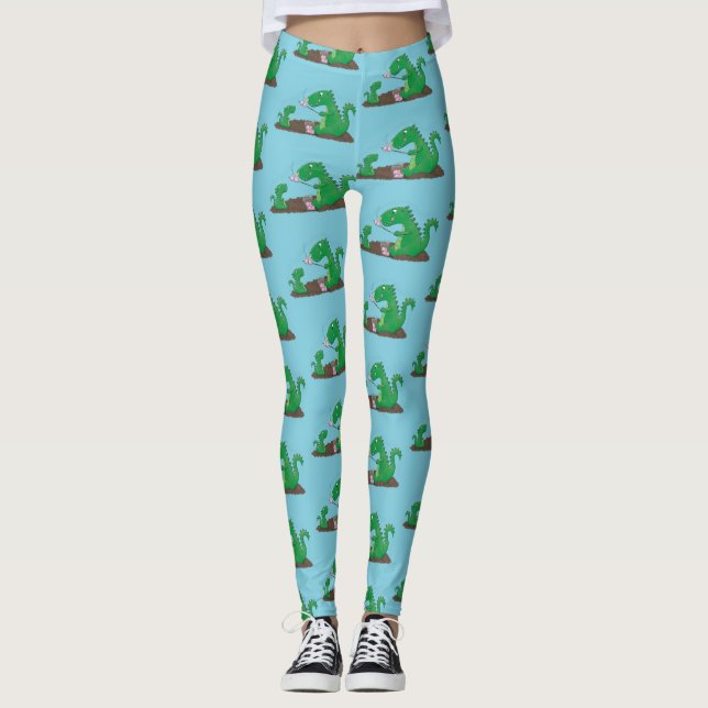 Legging Cartoons de marshmallow de dragões-cúpulas (Frente)