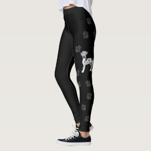 Legging Cartoons de raça branca, Harlequin, cães e patas