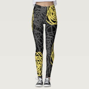 Legging Carvão vegetal, amarelo, e moderno preto