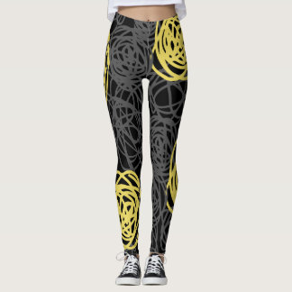 Legging Carvão vegetal, amarelo, e moderno preto