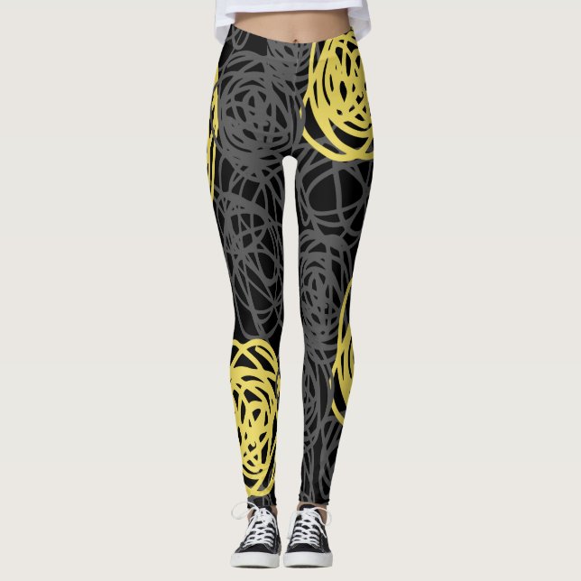 Legging Carvão vegetal, amarelo, e moderno preto (Frente)