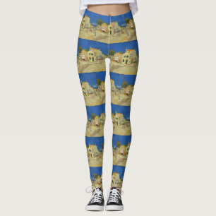 Legging Casa Amarela Céu Azul Pintura Vintage Van Gogh