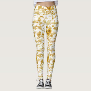 Legging Casa de Campo Flor de Girassol Amarelo Toile Cotta