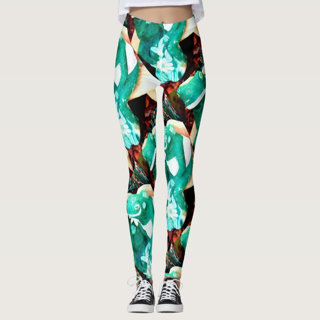 Legging casal abstrato verde sapo (Frente)