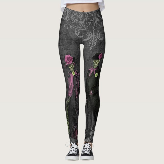 Legging Casal de Esqueleto de Halloween (Frente)