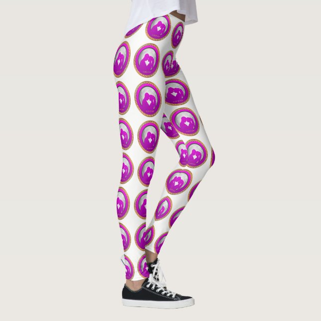 Legging Casal jovem silhueta rosa se beijando (Direita)