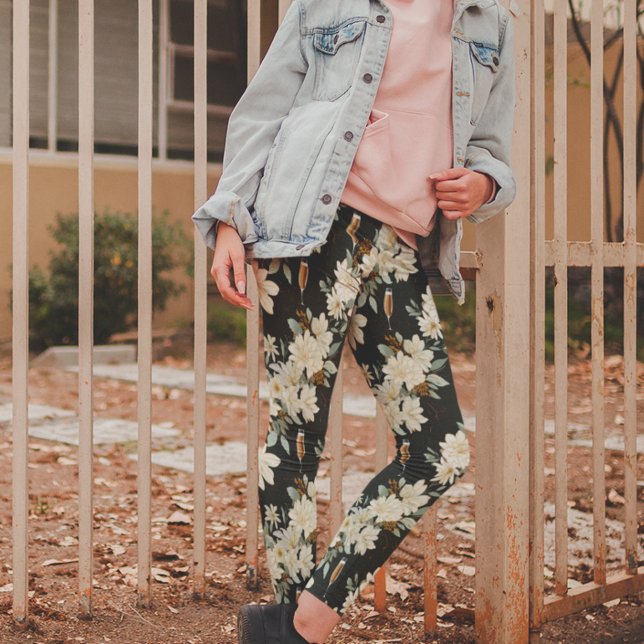 Legging Casamento de Anos novos Florais de Flor de Champan (Criador carregado)